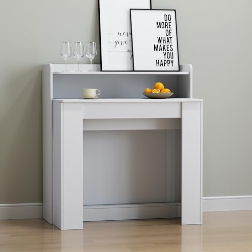 Varelynn 20-98 Inch Extendable Dining Table with Storage for 2-10, White
