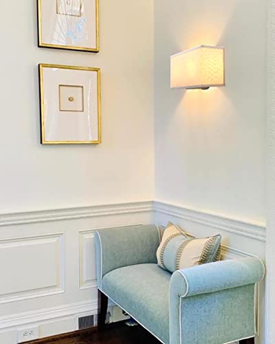 Yosoan Wall Sconce Indoor Night Light Fixture, Vintage Industrial Wall Lamp Square Textile Lamp Shade For Bedroom Living Room Corridor Study(Linen) #TOP2