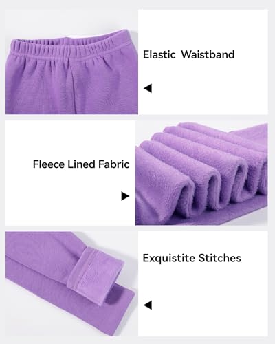 KEREDA Girls Fleece Lined Leggings Pack of 2 Winter Warm Pants Girls Clothes3