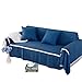 WCPQT Universal Sanft Abwaschbar Sofabezug,Easy Fit Möbelschutz Sofahusse,Baumwolle Leinen Sofa Abdeckung,Zu Arm-Stuhl Armloses Sofa Blau 215x200cm(85x79inch)
