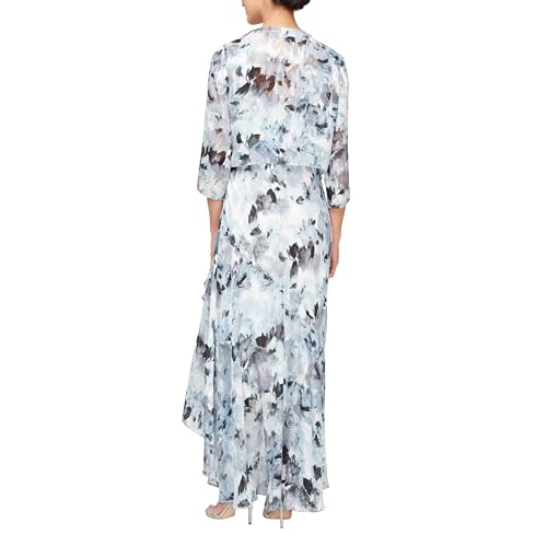 Alex Evenings womens Sleeveless Printed Chiffon Midi Spring/Summer Mother of the Bride Dress With Jacket & High-low Hemline3