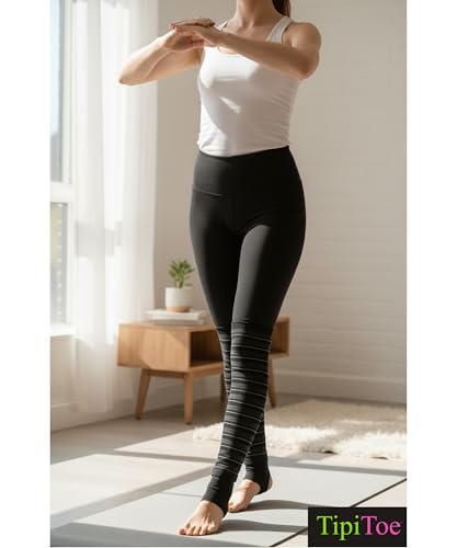 Image of Tipi Toe Women's Stirrup Yoga Socks, Lightweight Knee-High Leg Warmers, Open Heel Non-Slip Design. Ideal for Yoga & Dance