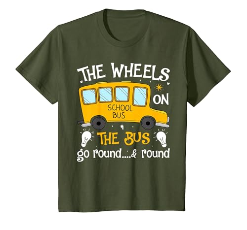 Back to School Funny The Wheels On The Bus Toddler Kids Boys T-Shirt, Youth, Olive Green, 3T