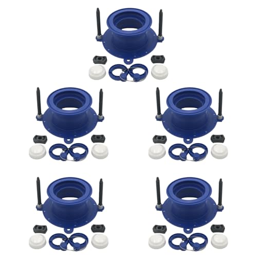One N Done Toilet Flange Repair Kit – Complete Toilet Wax Ring Replacement Kit – Durable Waxless Toilet Ring – Includes Toilet Flange Bolts, Toilet Bowl Caps, and Toilet Flange Extension Kit (5 Packs)