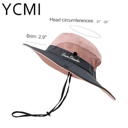Image of Womens Summer Sun-Hat Outdoor UV Protection Fishing Hat Wide Brim Foldable-Beach-Bucket-Hat with Ponytail-Hole