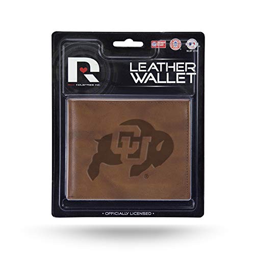 Rico Industries NCAA Embossed Leather Billfold Wallet with Man Made Interior, Colorado Buffaloes