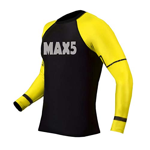 MMA Rash Guard No Gi Jiu Jitsu Fight Shirt (Yellow, M)