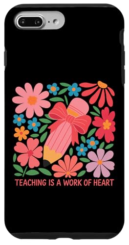 Teaching Is A Work Of Heart - Lápiz floral vibrante Carcasa para iPhone 7 Plus/8 Plus