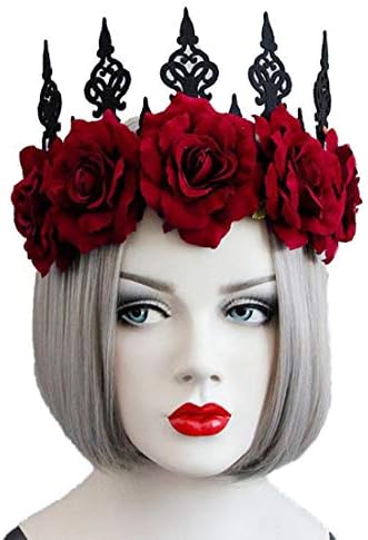 Halloween Crown Headband, Floral Headband Gothic Crown Headdress Hairband Fit for Masquerade Decoration Hair Accessories (Flowers)