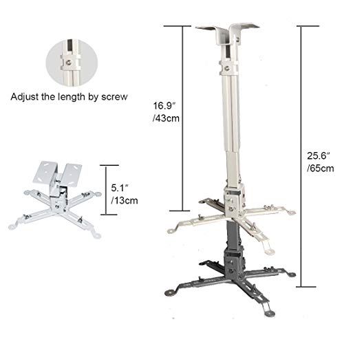 Coret Projector Drop Ceiling Mount Wall Mount, Universal Hanger Projector Wall Mount Shelf Holder,Adjustable Height Pole Mount Wall Projector Mount For Epson Optoma Benq,Hold Up To 33 Lbs (White) #TOP2