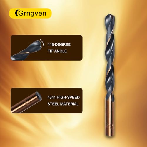 8mm Straight Shank Drill Bits 2pcs 4341 High-Speed Stee Black and Gold Finish for Copper Stainless Steel Alloy Metal Wood Plastic by Grngven - Image 3