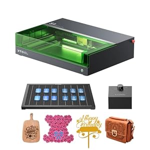 xTool S1 10W Lasergraveermachine Basic Kit met luchtondersteuning en honingraatplaat, automatische scherpstelling, groot formaat 498 x 330 mm, spot 0,04 x 0,06 mm, nauwkeurige gravure op hout, metaal