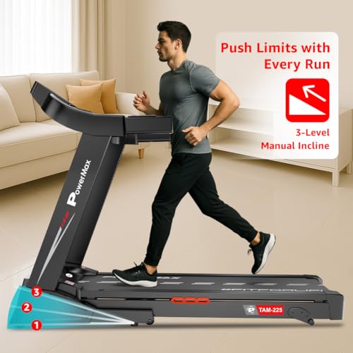 Image of PowerMax Fitness TAM-225 2HP (4HP Peak) Motorized Treadmill with Free Installation Assistance, Home Use & Manual Incline