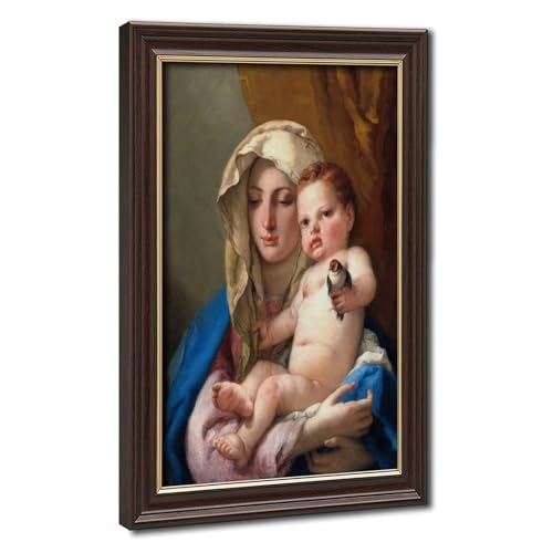 Toile Madonna & Child décoration murale chrétienne Salve Regina avec cadre suspendu