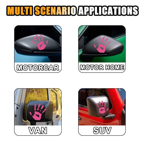 Image of 2PCS Car Wave Stickers, Wave Sign Decal Auto Waving Hand Stickers for Rearview Mirror Left Right, The Lazy Waver Car Decoration Compatible with Most Cars, SUVs (Pink)