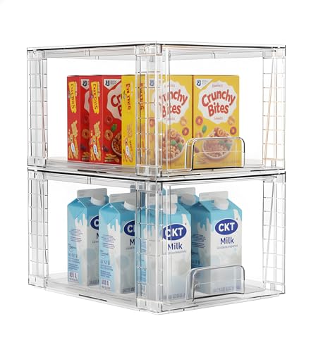 2 Pack Stackable Acrylic Storage Drawers – Clear Plastic Organizer Bins, Easy to Assemble, Suitable for Bathroom, Undersink, Kitchen, Pantry, Makeup, Medicine Organization