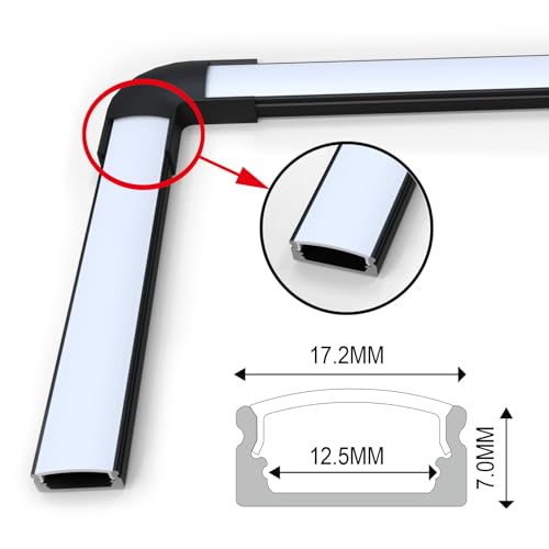 HAMRVL 10Pcs Black Led Diffuser Channel Corner Kit for Led Strip Lights L Shape 45X45 90 Degree Connectors for U Shape Kitchen Cabinets LED Aluminum System 17.2X7mm with Screw Angle Turning Solution