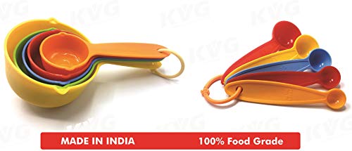 Image of Simran Handicrafts KVG Measuring Cups and Spoons Metric Measurement for Baking / Cooking, Food Grade (Set of 10)