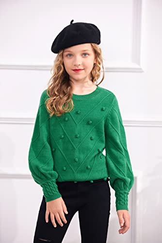 Image of Arshiner Kid Girls Crew Neck Lantern Sleeve Sweater Cute Jumper Top Pullover Outwear 5-13 Years
