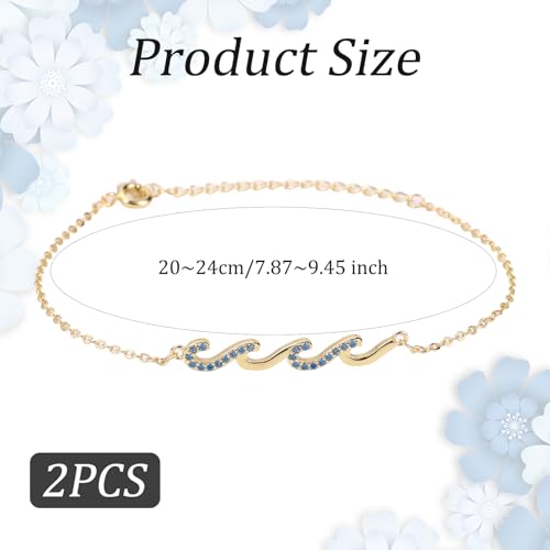 2pcs Wave Bracelets for Women, Gold And Silver Friendship Bracelets Stylish Women's Bracelets Best Friend Bracelet Bracelets Hand Jewelry for Girls Women2