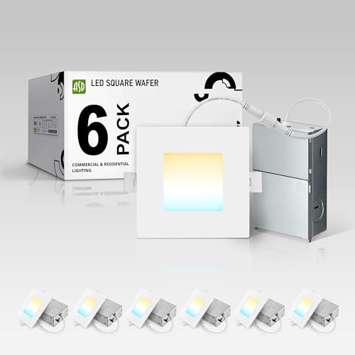 ASD 6 Pack LED Square Recessed Lighting 3 Inch 8W,