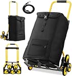 Upgraded Stair Climbing Hand Truck Dolly, 330Lbs Heavy Duty Folding Shopping Cart with Wheels, Portable Personal Shopping Cart Foldable with Bag for Moving, Groceries, Luggage, Travel & Office