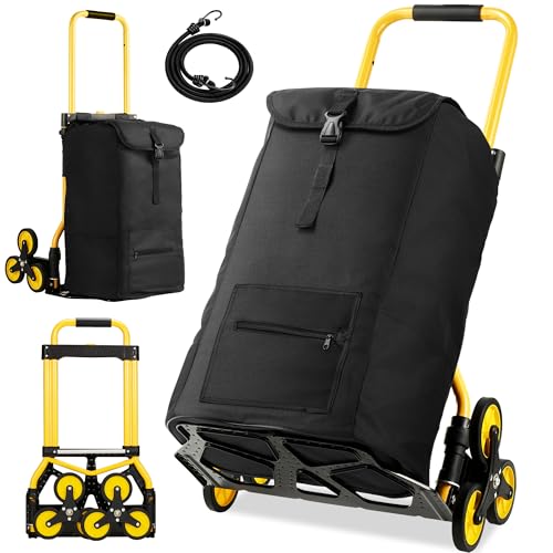 Keoslpy Upgraded Stair Climbing Hand Truck Dolly, 330Lbs Heavy Duty Folding Shopping Cart with...