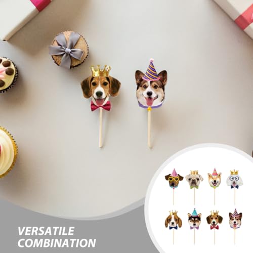 Ipetboom 56 Stück Teiliges Hunde Cupcake Topper Stabile Hundegesicht Muffin Deko Vielseitige Hunde Geburtstagstorten Dekoration Süße Welpen Dessert Picks für Haustier Geburtstagsparty