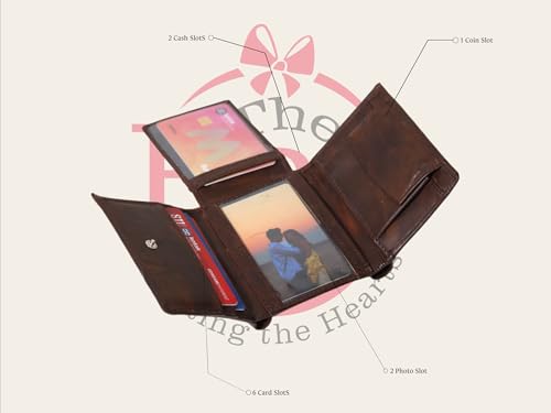Men's Leather Trifold Wallet with Card Holder (Brown)2