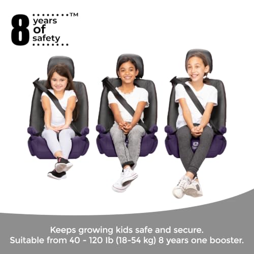 Image of Diono Solana, No Latch, Pack of 2 Backless Booster Car Seats, Lightweight, Machine Washable Covers, Cup Holders, Purple Wildberry