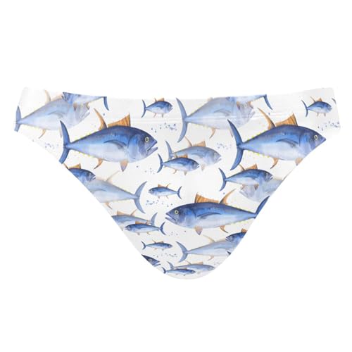 JHKKU Men's Bluefin Tuna Fishes Swim Briefs Sexy Bikini Swimwear Quick Dry Swimsuit with Drawstring L