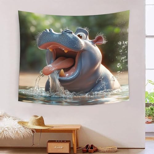Décoration de la maison tapisserie hippopotame grand format