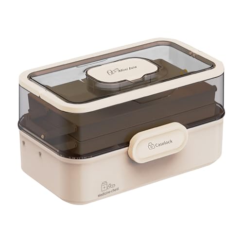 Genomskinlig förvaring – låsbar flerstegs arrangör, piller-arrangör-fodral, transparent förvaring | låsbar flerskiktsdesign, praktisk resebehållare, Ver