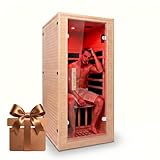 DWKWE 1 Person Infrared Sauna Room - Canadian Hemlock Wood Home Sauna with Bluetooth Speaker & Chromotherapy Light, Suitable for Home Bedrooms or Apartments (32' L x 34' W x 67' H)