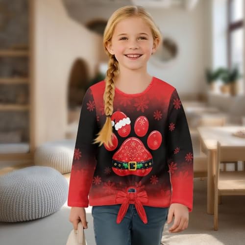 Girls Long Sleeve T-Shirt Fall Kids Front Tie Shirt Children Crewneck Tops4