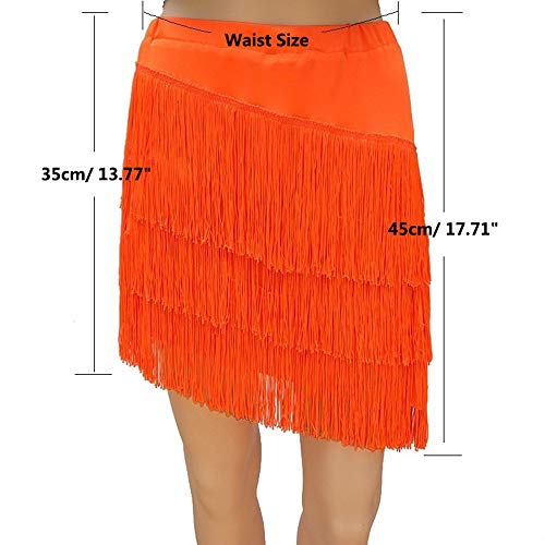 YM YOUMU Women Tassel Tiered Latin Dance Practice Skirt for Tango Ballroom Samba Salsa Dancewear2