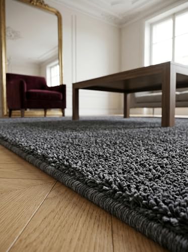 Tapis poils courts gris 200x290 grand tapis de salon uni et lavable