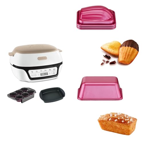 Tefal Cake Factory Four à gâteau intelligente KD804910, 5 programmes automatiques + 11 moules CreaBake et 1 moule à partager