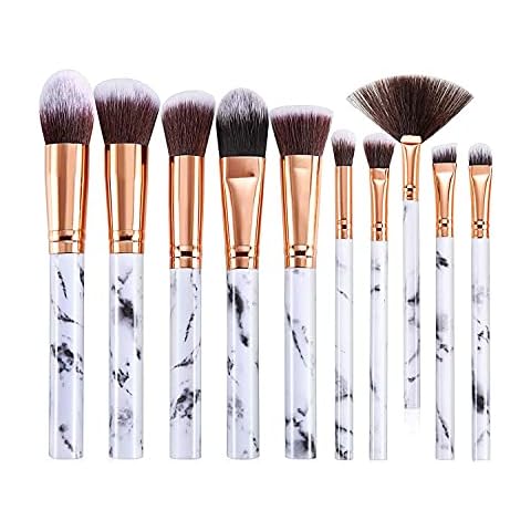 ZMA Makeup Brushes Set of 10pcs | Marble Professional Makeup Brush Set, Synthetic Makeup Brush Beauty Tool, For Eyeshadow, Powder Blush, Foundation Powder, Concealer Lip & Trimming (Grey) Cover