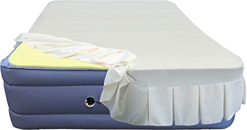 Altimair Queen highest quality poly laminate air mattress PLUS 1" Memory Foam Topper and Perfectly Fitted Skirted Sheet 2ABQPL01-MC