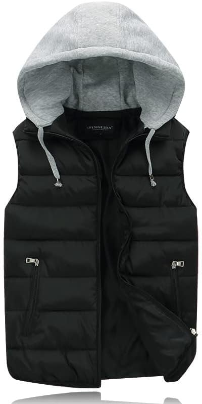Gihuo Women's Puffer Vest Zip Up Quilted Padded Winter Hooded Vest Warm Jacket Outerwear Vest