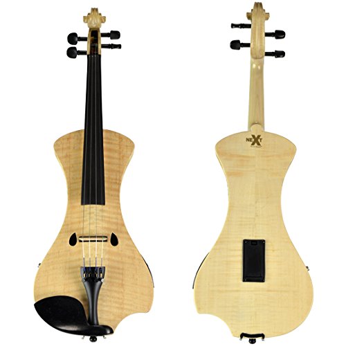 Electric Violin Bunnel NEXT (CLEAR) Outfit 4/4 Full Size (NATURAL) — Carrying Case and Accessories Included - Mini Amp - Headphone Jack - with Piezo Ceramic Pick-up By Kennedy Violins