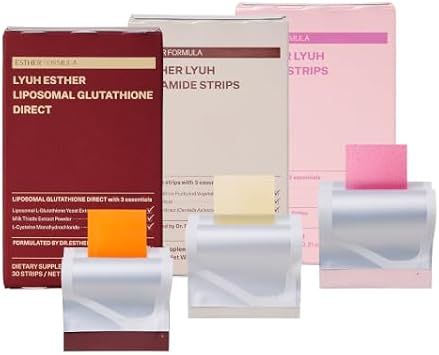 ESTHER FORMULA Beauty Complete Set Glutathione, Biotin & Ceramide | 30 + 30 + 15 Count Oral Strips | Fast-Absorbing Korean Supplement for Radiance & Hair, Skin & Nails