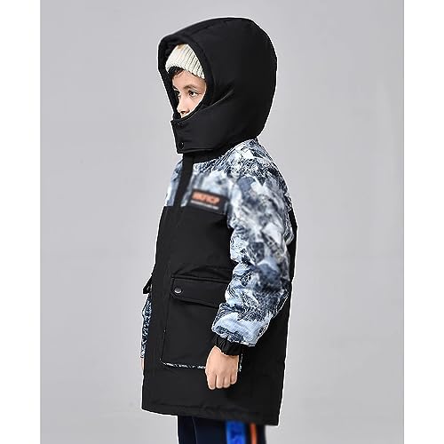 GAGALU Jaqueta infantil engrossada de comprimento médio, grafite colorido à prova de vento e jaqueta