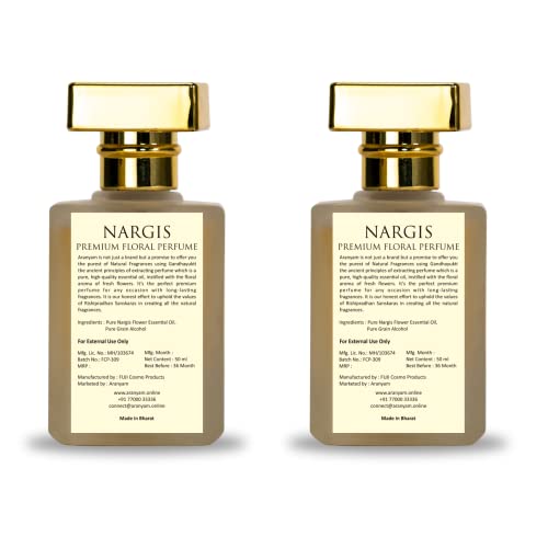 Image of Aranyam Perfumes Premium Nargis Floral Perfume 50ml (Pack of 2) & FREE Perfume Gift, Office Wear Perfumes Long Lasting Scent, Musky and Woody Eau de Parfum Gift for Men and Women