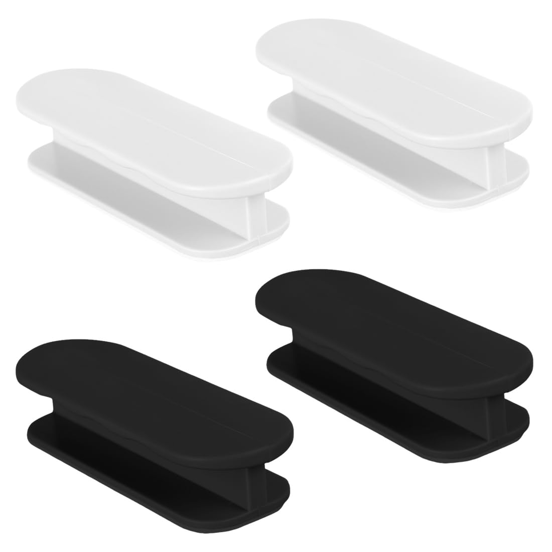 Set 4 Maniglie Adesive Per Porte - Nero/Bianco, Applicazione Senza Fori Per Balcone, Armadi, Finestre