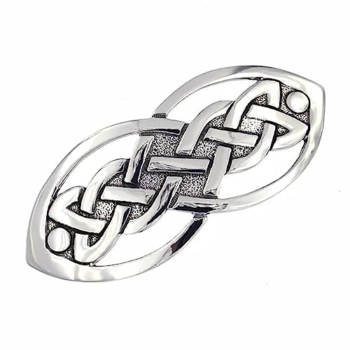 Barrette nœud celtique en étain argenté, cadeau d'anniversaire idéal