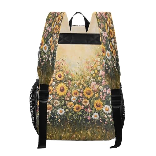 Whimsical Garden Sunflowers Clear Backpack - Stadium Approved Large 15.7-inch Waterproof Transparent Bag for Sports, Concerts, Work, Travel#1673