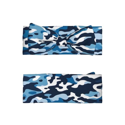 Blue Camo Pattern Baby Bow Headband - Delicate Hair Accessories for Newborns, Infants, Toddlers - Skin-friendly Hairband2