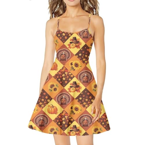 Image of Women's Spaghetti Strap Dress Summer Casual Swing Sundress Girls Beachwear Swing Mini Dress